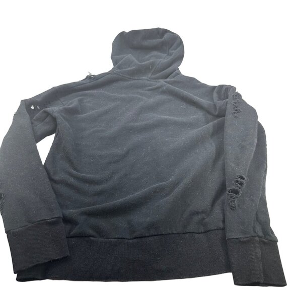 Wet Seal Women's Size Medium Hoodie Distressed Black Preowned - Picture 2 of 13